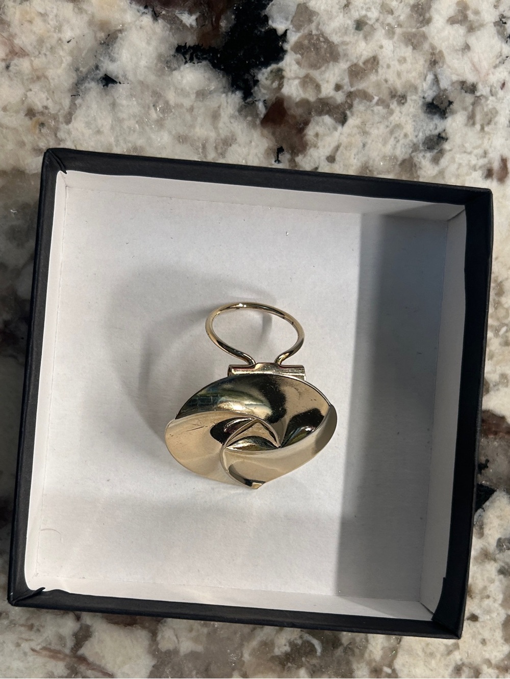 1980s Gold Scarf Clip/ Brooch, Organic Swirl
